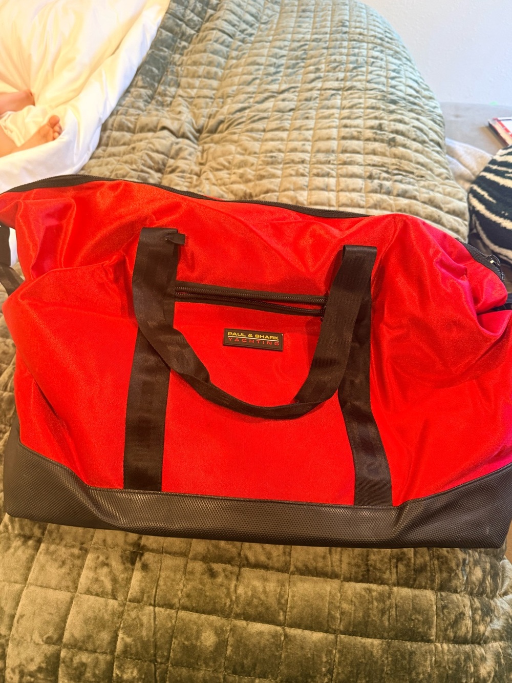 Paul & Shark Red Duffel Bag with Black Trim